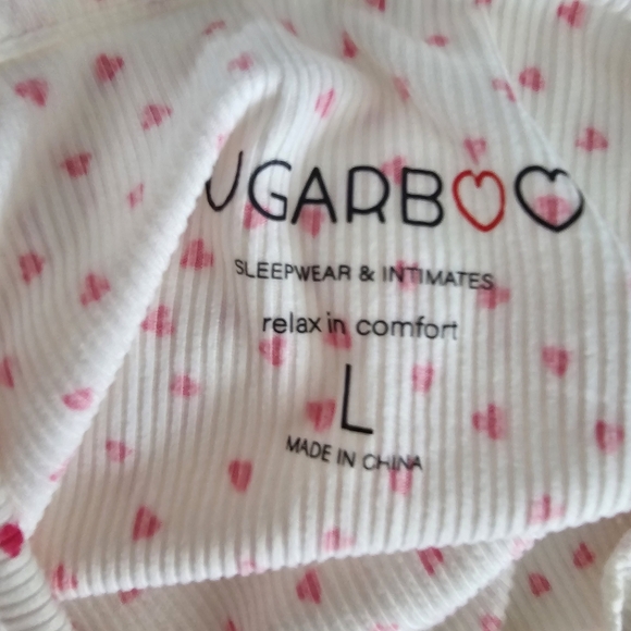 Cotton Rib Lace Trim Heart Pattern Chemise - Picture 4 of 5